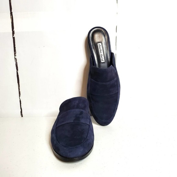 Charles David Shoes - Charles David Emma Navy Blue Suede Loafer Mules 8.5